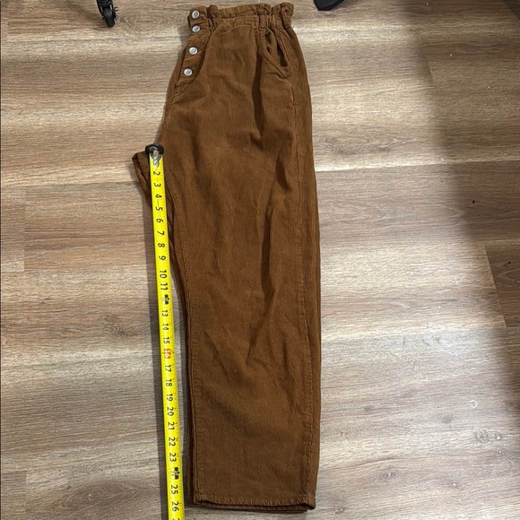 Zara Corduroy Brown Pants Relaxed Fit High-Waisted - Picture 2 of 8